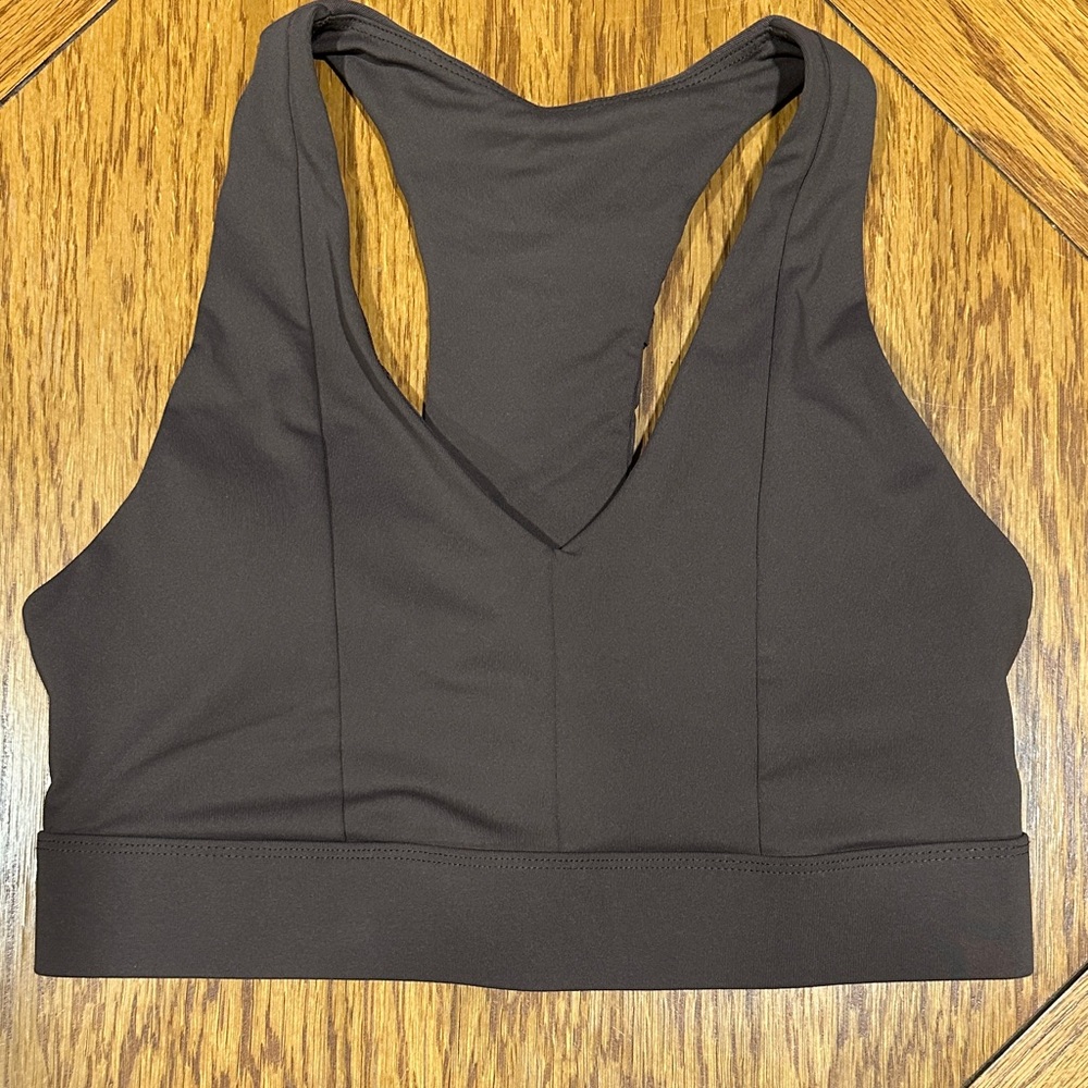 *Fabletics* Brown V-Neck Medium Impact Racerback … - image 4